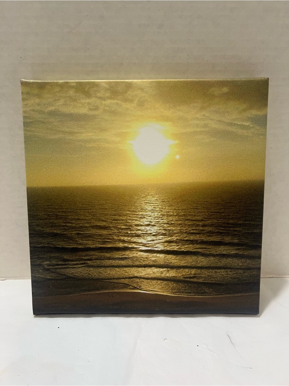 BEAUTIFUL SUNSET SUN WITH CLOUDS SEA HOME DECOR ART PRINT PREMIUM CANVAS 8”x8”